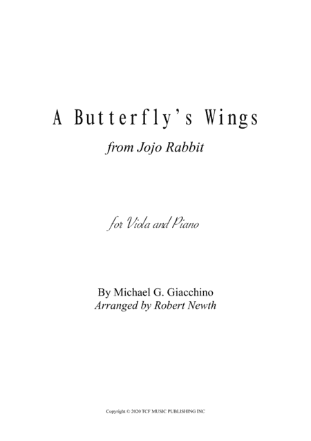 Butterfly's Wings (arr. Robert Newth)