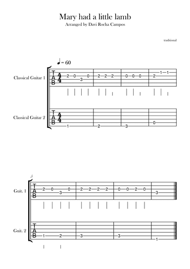Mary had a little lamb (arr. Davi Rocha Campos)