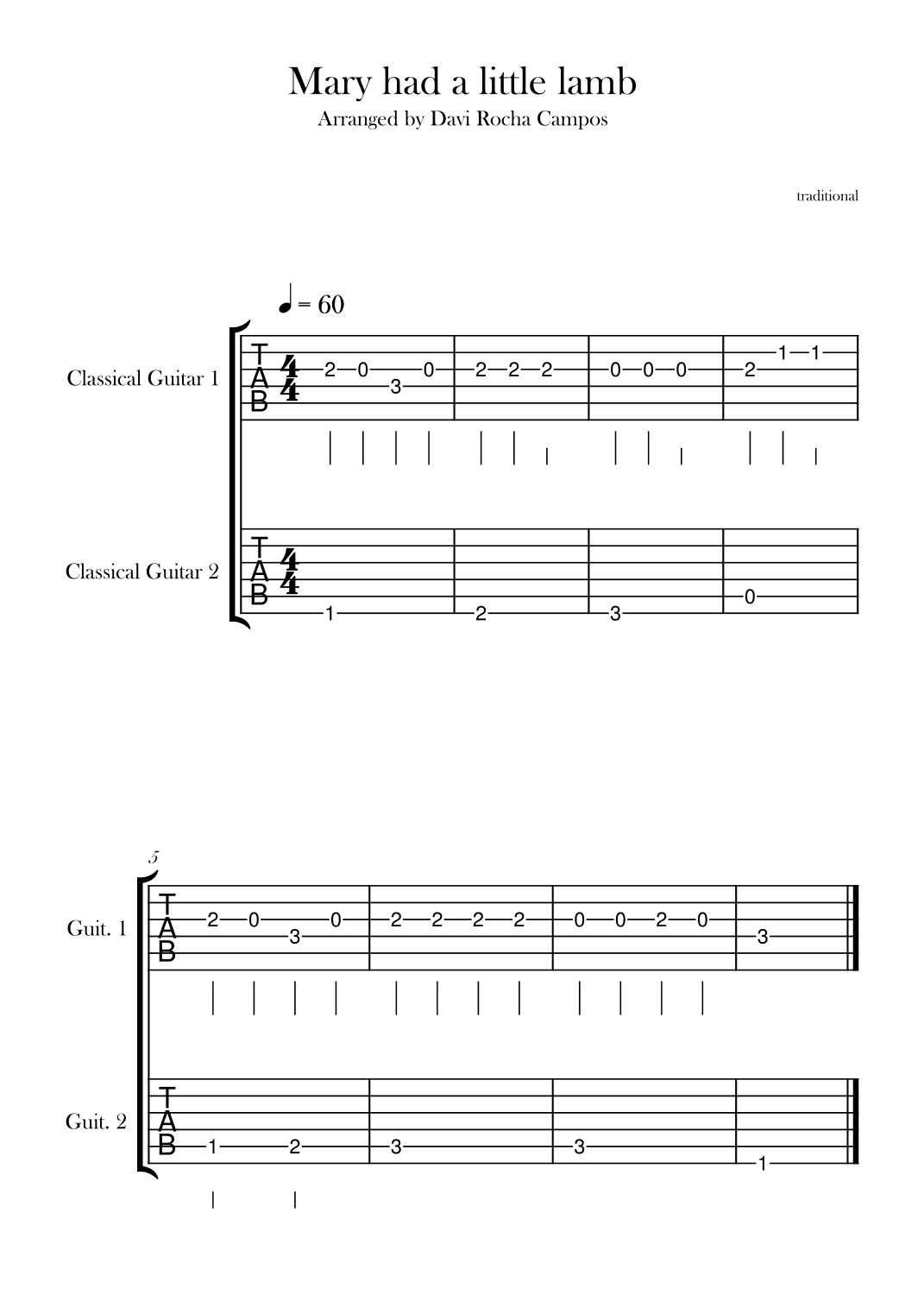 Mary had a little lamb (arr. Davi Rocha Campos)
