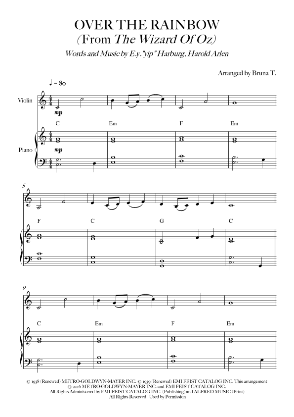 Over The Rainbow (arr. Bruna T.)