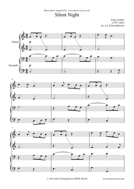 Silent Night - Piano Duet (arr. Anne L Christopherson GRSM ARCM)