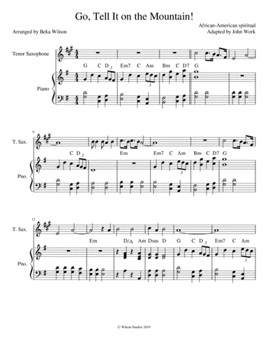 Go Tell It on the Mountain!--tenor sax solo (arr. Beka Wilson)