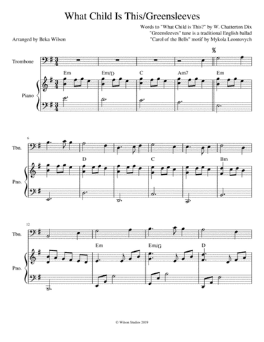 What Child is This?/Greensleeves--trombone solo (arr. Beka Wilson)