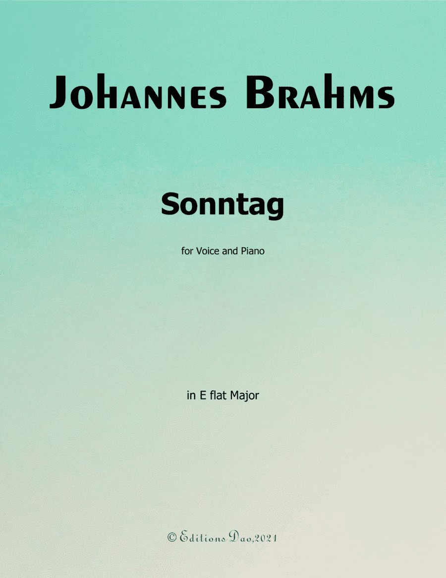 Sonntag, by Brahms, in E flat Major (arr. Editions Dao)