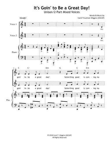 It's Goin' to Be a Great Day! (Unison/2-Part)