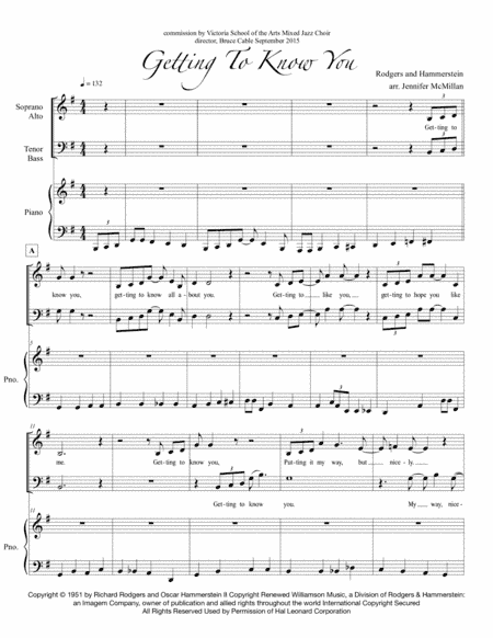 Getting To Know You (arr. Jennifer McMillan)