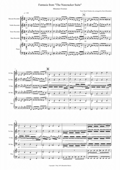 Miniature Overture (Fantasia from Nutcracker) for Recorder Quartet (arr. David Burndrett)