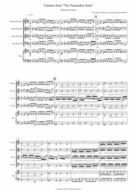 Miniature Overture (Fantasia from Nutcracker) for Recorder Quartet (arr. David Burndrett)