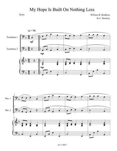 My Hope is Built on Nothing Less (Trombone Duet with Piano Accompaniment) (arr. B. C. Dockery)