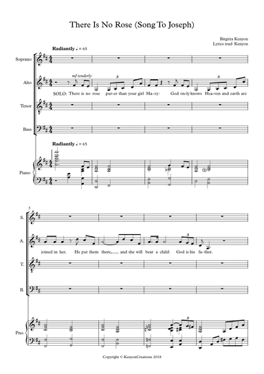 There Is No Rose (Song To Joseph), SATB/ Piano