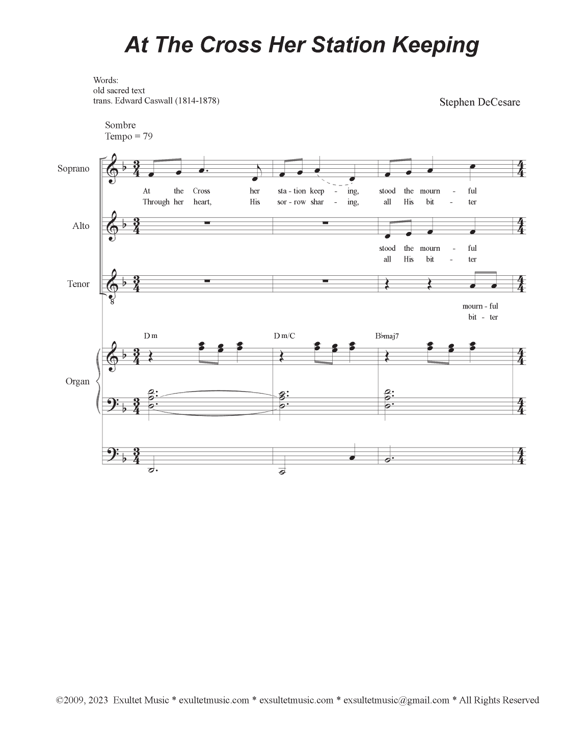At The Cross Her Station Keeping (Vocal Quartet - (SATB)