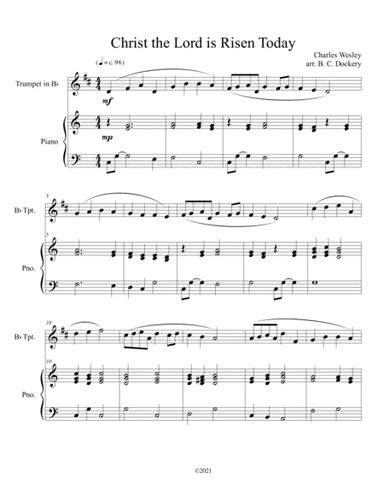 Christ the Lord is Risen Today (trumpet solo) with optional piano accompaniment (arr. B. C. Dockery)