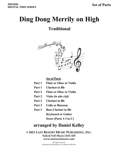 Ding Dong Merrily on High for String Trio (or Wind Trio or Mixed Trio) Music for Three (arr. Last Resort Music Publishing)