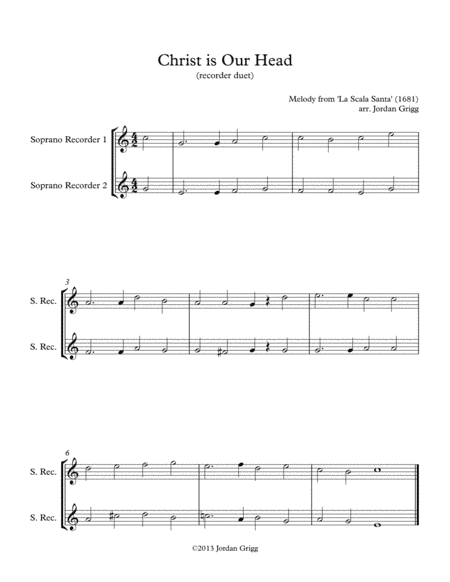 Christ is Our Head (recorder duet) (arr. Jordan Grigg)