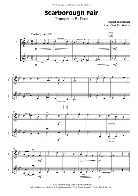 Scarborough Fair (arr. Gert Th. Walter)