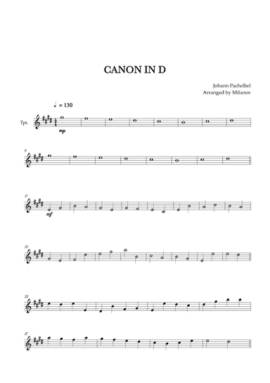 Canon in D | Pachelbel |  Trumpet in Bb (arr. Milanov)
