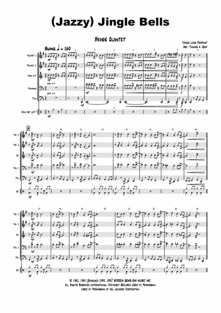 Jazzy Jingle Bells - Christmas Swing - Brass Quintet (arr. Thomas H. Graf)
