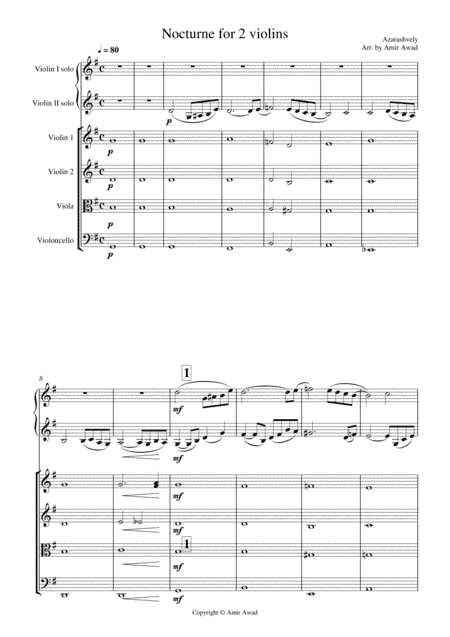 Azarashvili Nocturne for 2 Violin duet with string orchestra (arr. a)