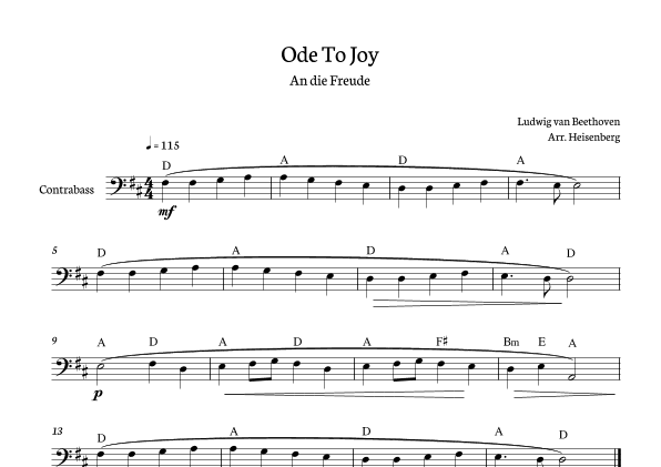 Beethoven - Ode To Joy for Contrabass (arr. Heisenberg)