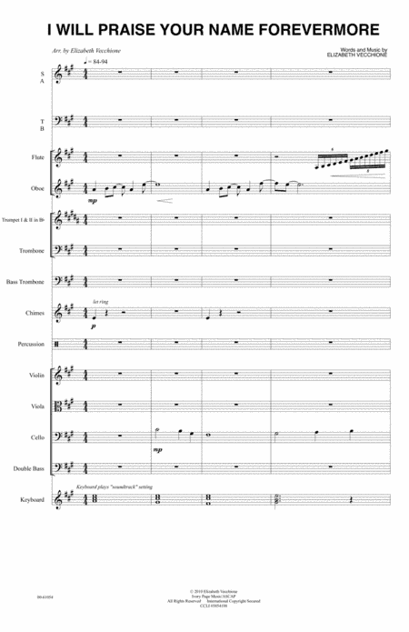 I Will Praise Your Name Forevermore - Full Conductor's Score - Orchestra