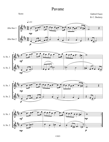 Pavane (Alto Sax Duet) (arr. B. C. Dockery)