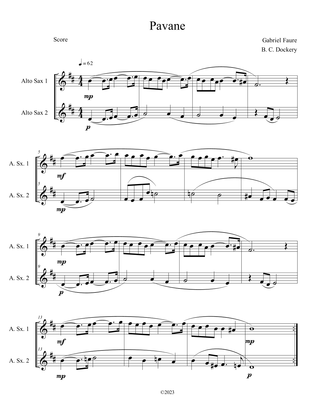 Pavane (Alto Sax Duet) (arr. B. C. Dockery)