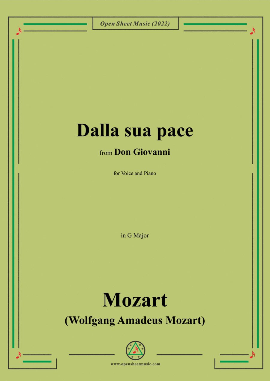Mozart-Dalla sua pace,K.540a,in G Major,from Don Giovanni,in G Major,for Voice and Piano (arr. Open Cloud)