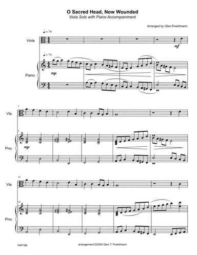 O SACRED HEAD NOW WOUNDED - VIOLA Solo with Piano Accompaniment (arr. Glen Poehlmann)