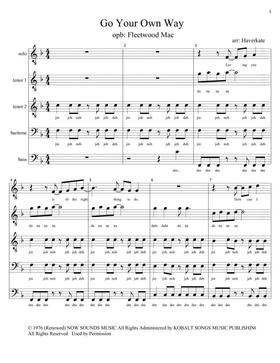 Go Your Own Way (arr. Brian Haverkate)