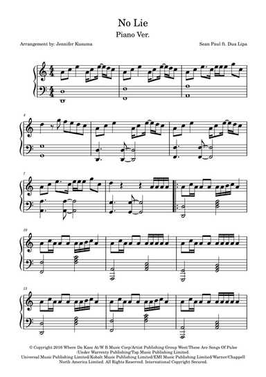 No Lie (arr. Jennifer Kusuma)