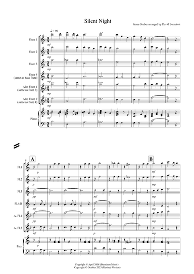Silent Night for Flute Quartet (arr. David Burndrett)