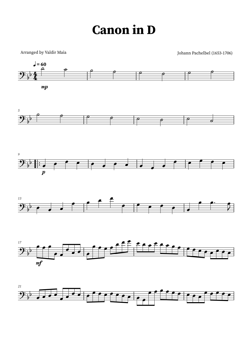 Canon in D - Trombone Solo (arr. Valdir Maia)