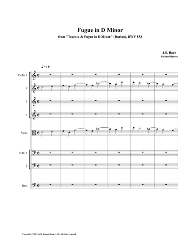 Fugue in D Minor (Dorian), BWV 538 (String Orchestra) (arr. Richard Byrnes)