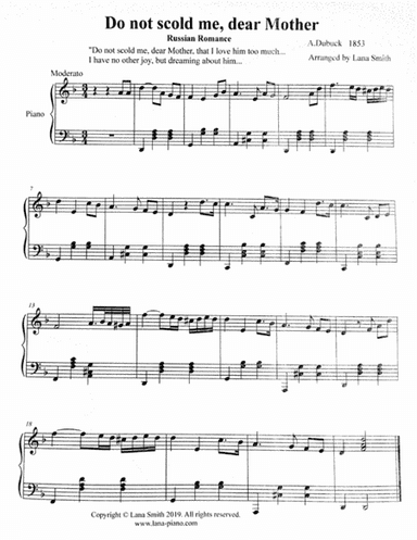 Russian traditional Romance "Do not scold me, dear Mother" (arr. Lana Smith)