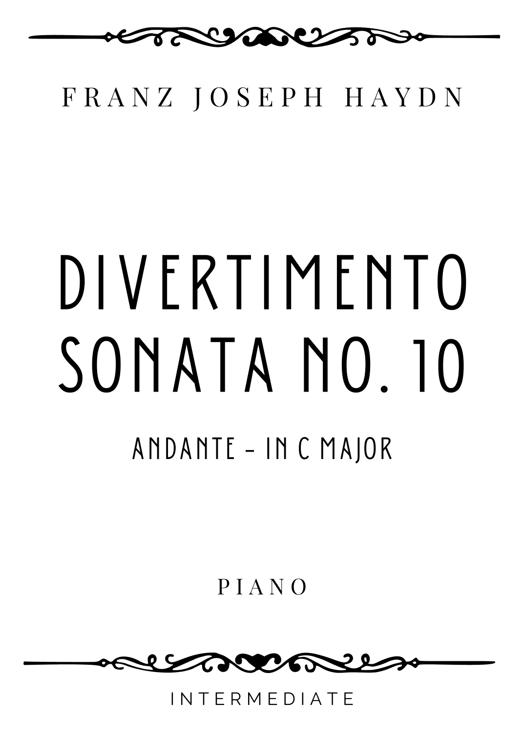 Haydn - Andante from Divertimento (Sonata no. 10) in C Major - Intermediate (arr. Piacere Music Sheets)