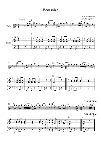Ecossaise, Ludwig Van Beethoven, For Viola & Piano