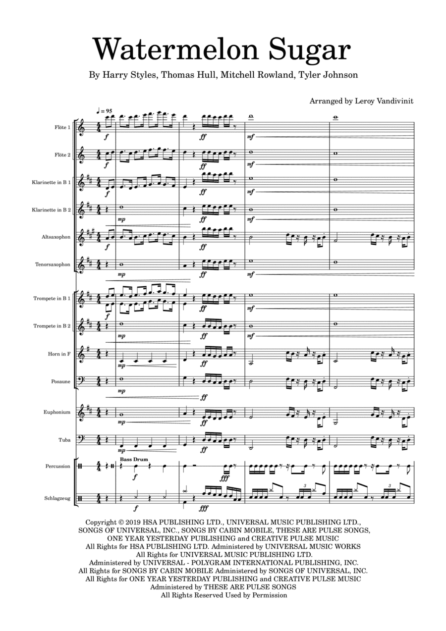 Watermelon Sugar (arr. Leroy Vandivinit)