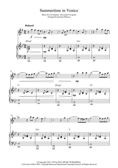 Summertime In Venice (arr. Kaiserin Rebecca)