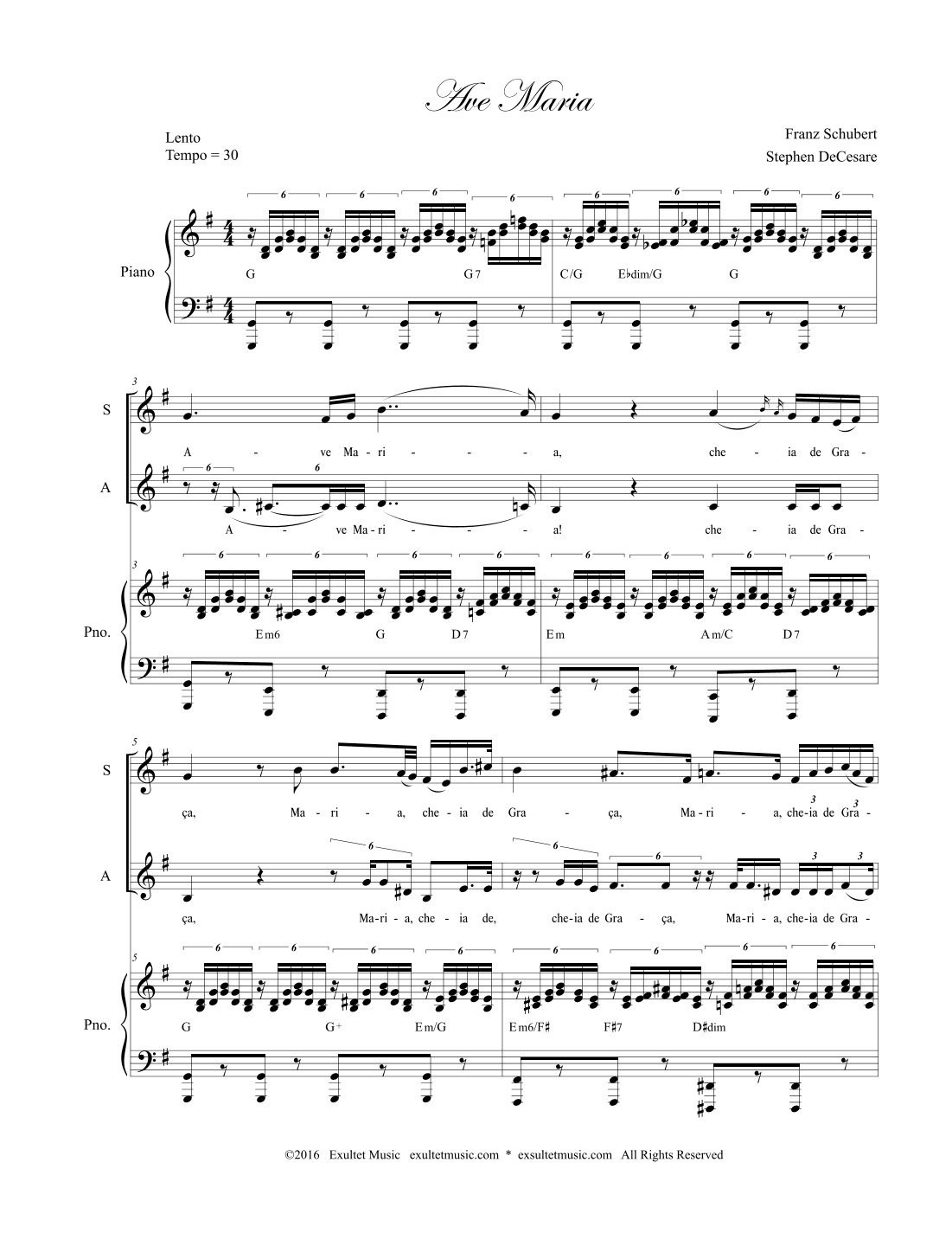 Ave Maria (Portuguese Lyrics - Duet for Soprano and Alto Solo - Low Key) (arr. Stephen DeCesare)