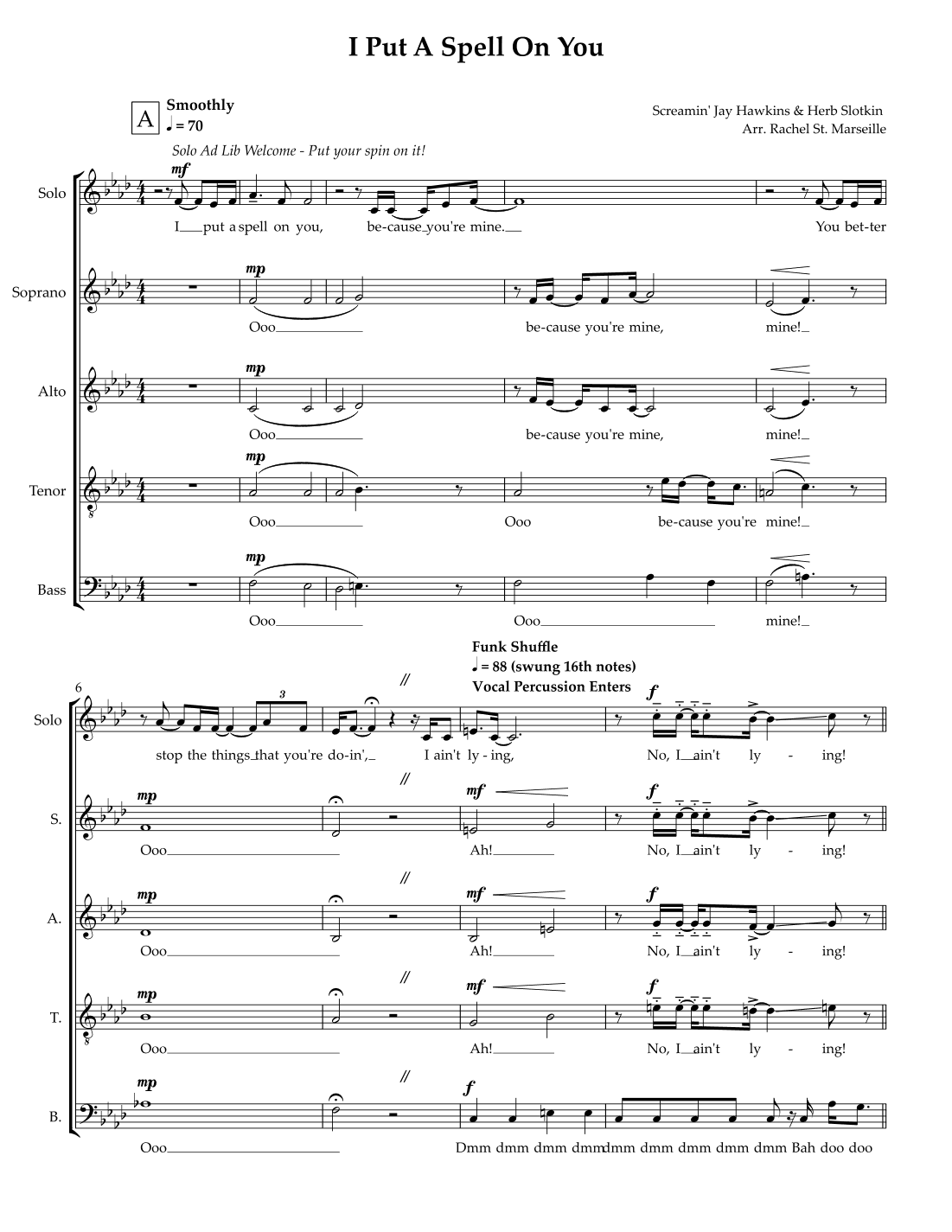I Put A Spell On You (arr. Rachel St. Marseille)