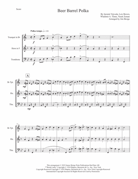 Beer Barrel Polka (roll Out The Barrel) (arr. Jim Bicigo)