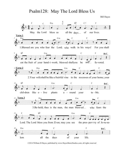 Psalm 128:  May The Lord Bless Us