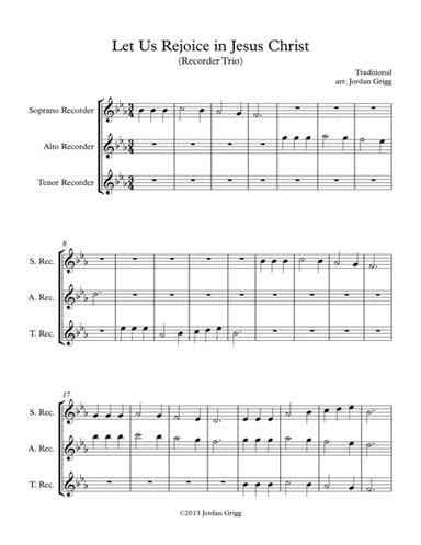 Let Us Rejoice in Jesus Christ (Recorder Trio) (arr. Jordan Grigg)