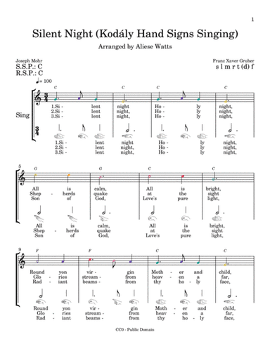 Silent Night (Kodály Hand Signs Singing) (arr. Aliese Watts)