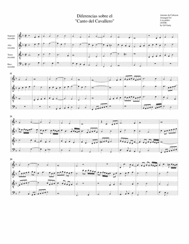 Differencias sobre el "Canto del cavallero" (arrangement for 4 recorders) (arr. Gil Garty)