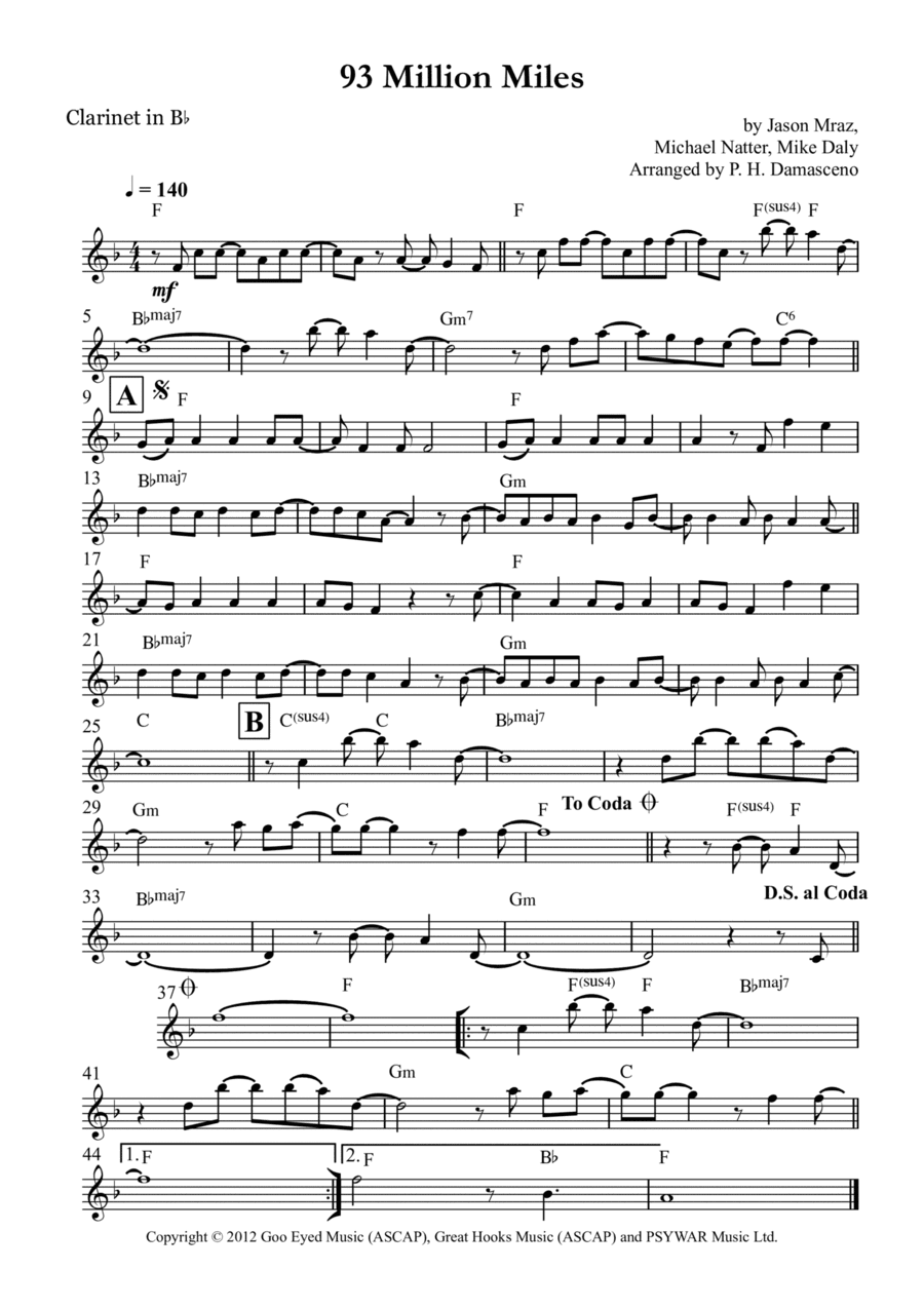 93 Million Miles (arr. P.H. Damasceno)
