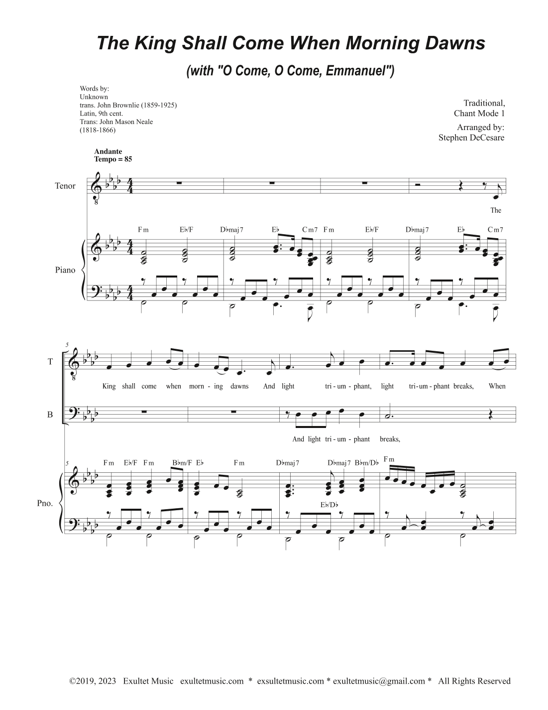 The King Shall Come When Morning Dawns (with "O Come, O Come, Emmanuel") (2-part choir - (TB) (arr. Stephen DeCesare)