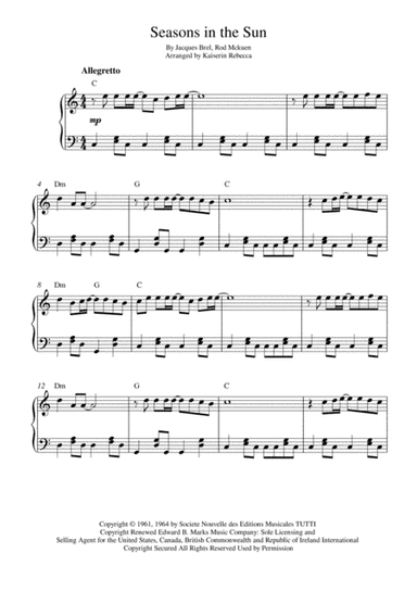 Seasons In The Sun (le Moribond) (arr. Kaiserin Rebecca)