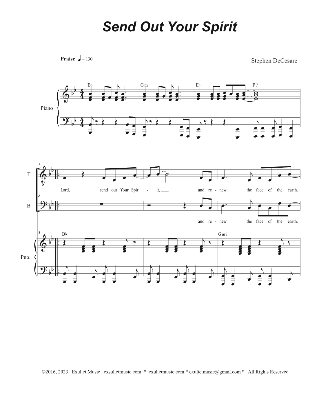 Send Out Your Spirit (Duet for Tenor and Bass solo)