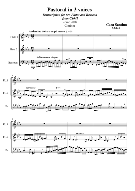 Pastoral in 3 voices for 2 Flutes and Bassoon